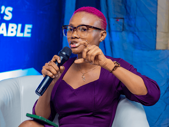 Founder pitching startup to investors at GAS Business Pitch competition