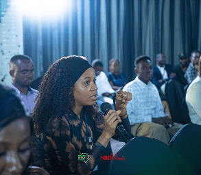 African entrepreneur asking question at GAS business growth summit